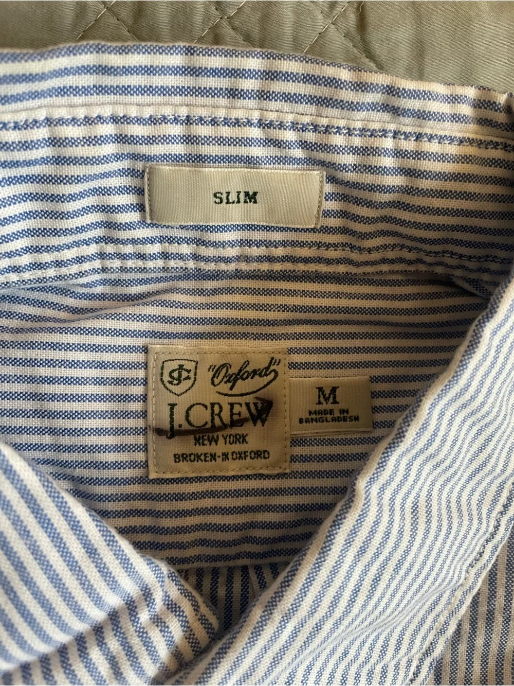 J. Crew Slim Fit Broken-in organic cotton oxford shirt in Blue Size M $98 BG421